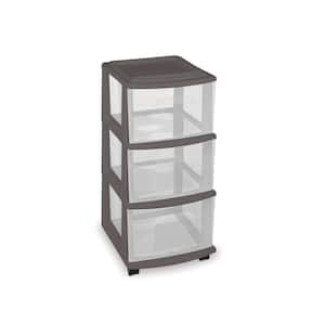 25.5 in. x 14.25 in. 3-Drawer Medium Cart in Gray with Wheels (Set of 3)