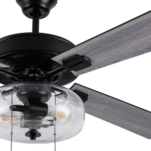 River of Goods Liza 52 in. LED Indoor Black Ceiling Fan with Light