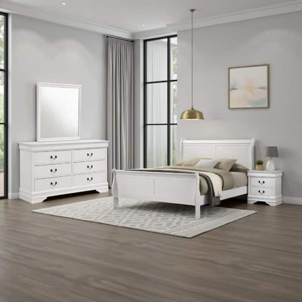 Nim 4-Piece White Wood Queen Size Bedroom Set