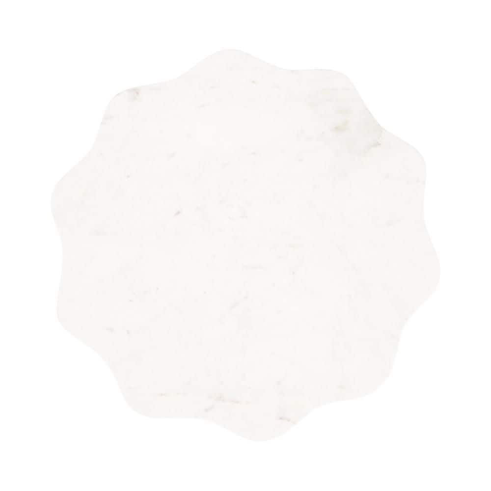 Sanzo 14 in. Gold Scalloped Round Marble End Table - thumbnail 2
