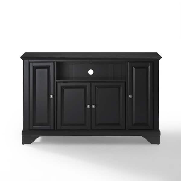 CROSLEY FURNITURE LaFayette 48 in. Black Wood TV Stand Fits TVs Up to 50 in. with Storage Doors