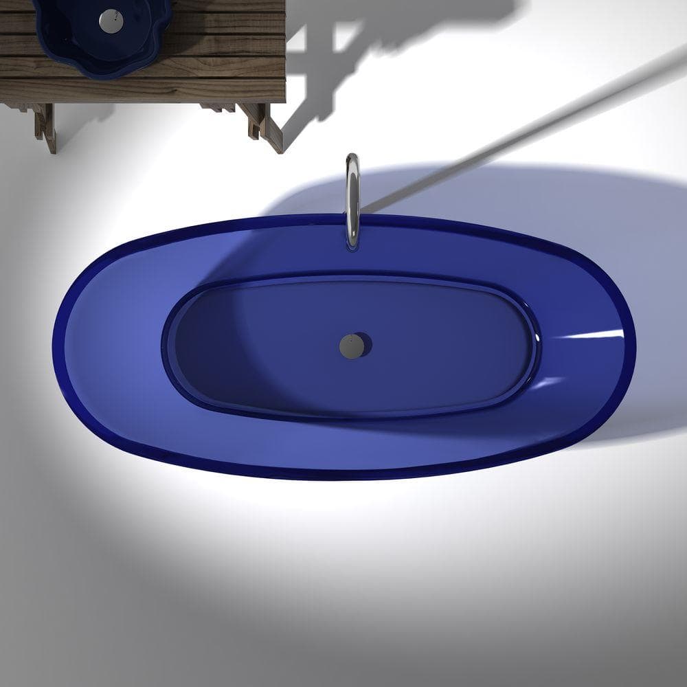Regal Blue 71'' Freestanding Stone Soaking Bathtub