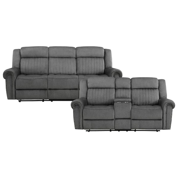 EVERGLADE HOME Abington 164.5 in. W Rolled Arm Microfiber Rectangle Sofa in Black