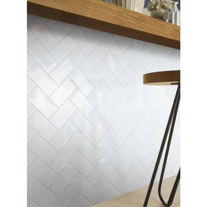 Take Home Sample Subway White 3 in. x 6 in. x 0.2 in. Glass Peel and Stick Wall Tile (0.125 sq. ft.)