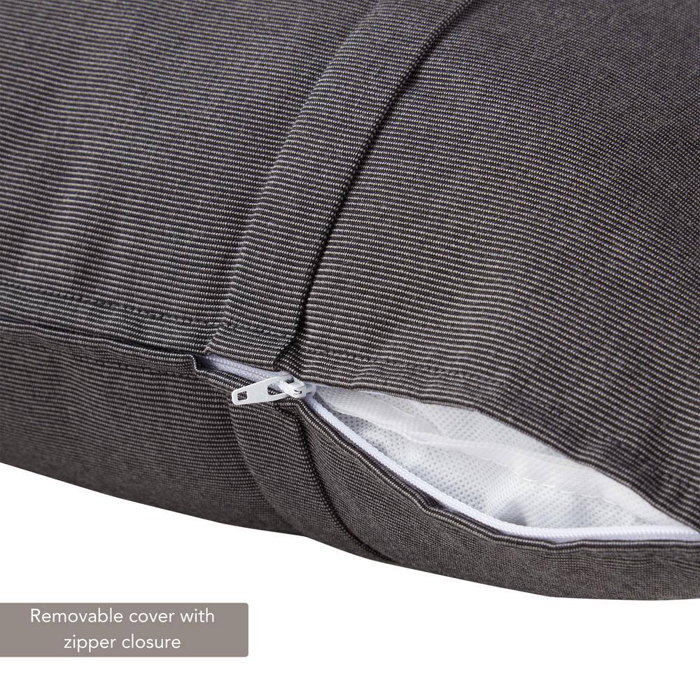 Coal Sunbrella Pleated Outdoor Throw Pillow Set, 21x14"