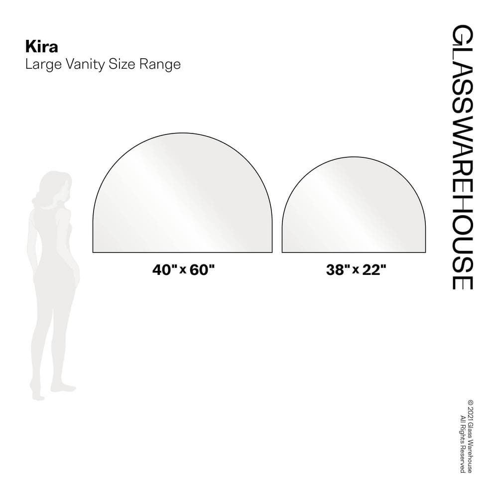 Black Frameless Arched Mirror 32" x 48"