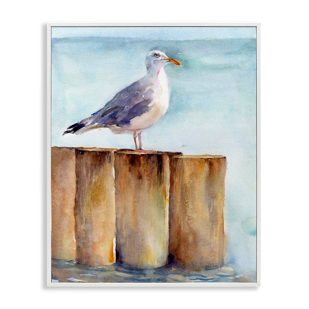 Seagull's Perch by Sea by John Keeling White Framed Coastal Giclee Art Print 30 in. x 24 in. price history on PriceWatchPro