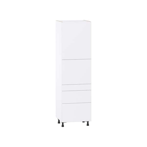 J COLLECTION Timberline 24 in. W x 24 in. D x 84.5 in. H Assembled Slab Pantry Kitchen Cabinet in Bright White with 3-Drawers