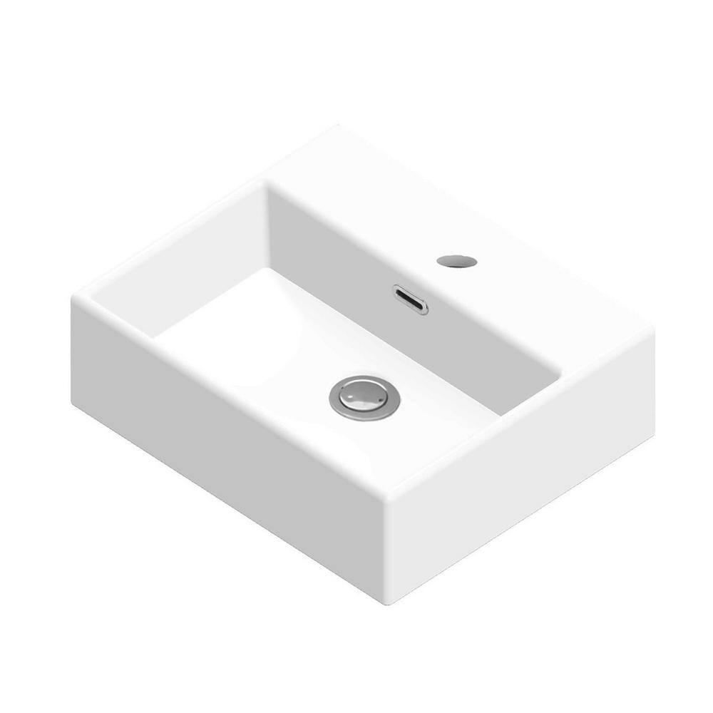 Quattro Matte White Ceramic Wall-Mount Vessel Sink