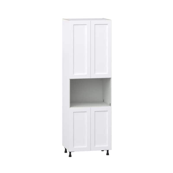 J COLLECTION Milton 30 in. W x 24 in. D x 94.5 in. H Assembled Shaker Microwave Pantry Kitchen Cabinet in Bright White