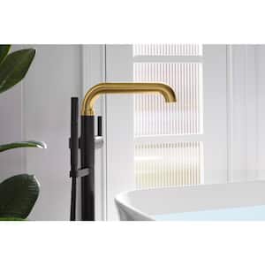 Tone Single-Handle Claw Foot Tub Faucet with Handshower in Matte Black with Moderne Brass