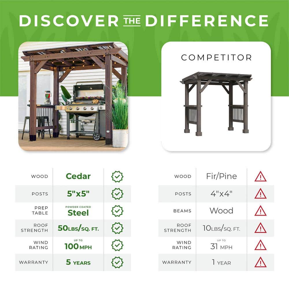 Saxony Cedar Wood Grill Gazebo with Steel Roof