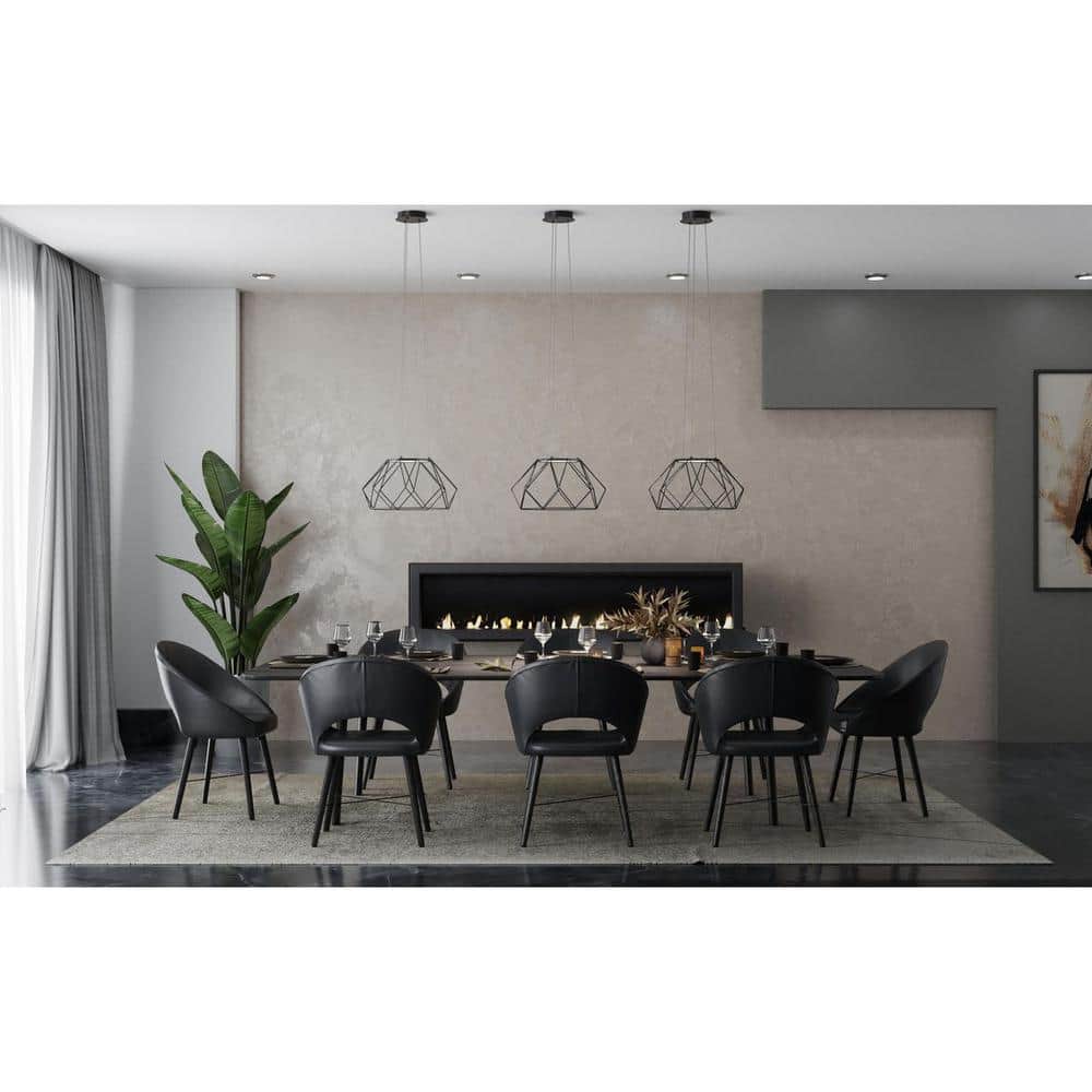 Matte Black Modern Geodesic LED Pendant with Open Diamond Frame