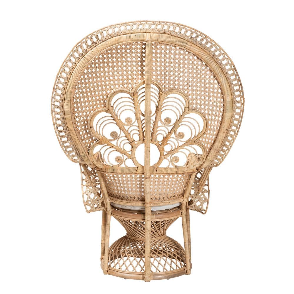 Natural Brown Handcrafted Rattan Peacock Accent Chair