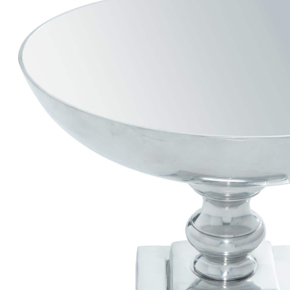 Elegant Silver Aluminum Traditional Decorative Bowl with Stand