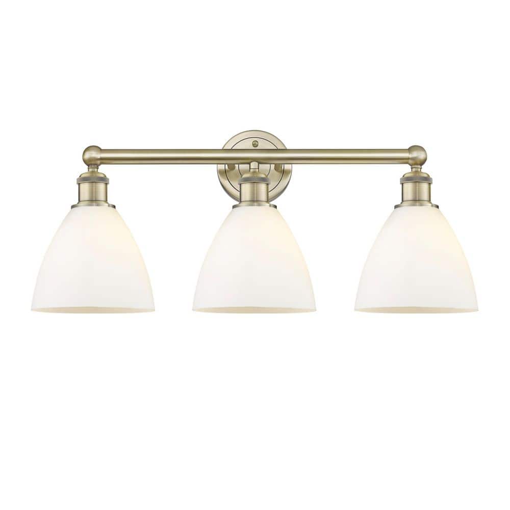 Bristol Glass 25.5 in. 3-Light Antique Brass Vanity Light with Glass Shade price history on PriceWatchPro