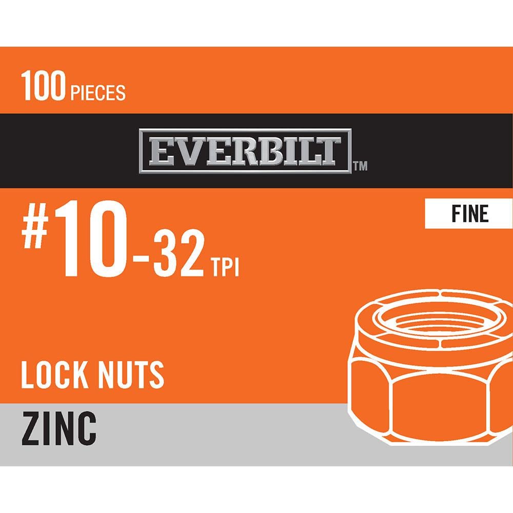 Everbilt #10-32 Zinc Plated Nylon Lock Nut (100-Pack) 807322 - The