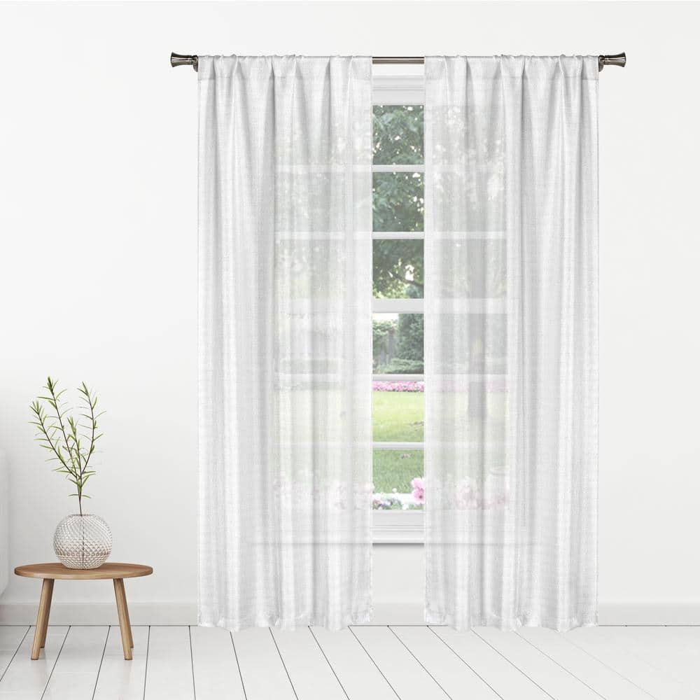 Home Maison White Solid Rod Pocket Room Darkening Curtain 38 In W X 84 In L Set Of 2 Kerwh12 14171 The Home Depot