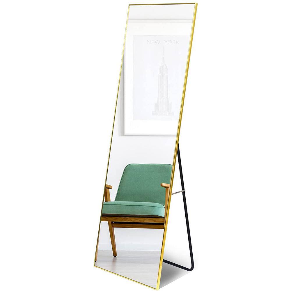 22 in. W x 65 in. H Rectangle Metal Frame Floor Mirror, Full Length Mirror with Stand, Dressing