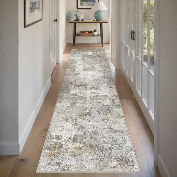 Dawn Brown 2 ft. x 8 ft. Washable Modern Abstract Runner Rug