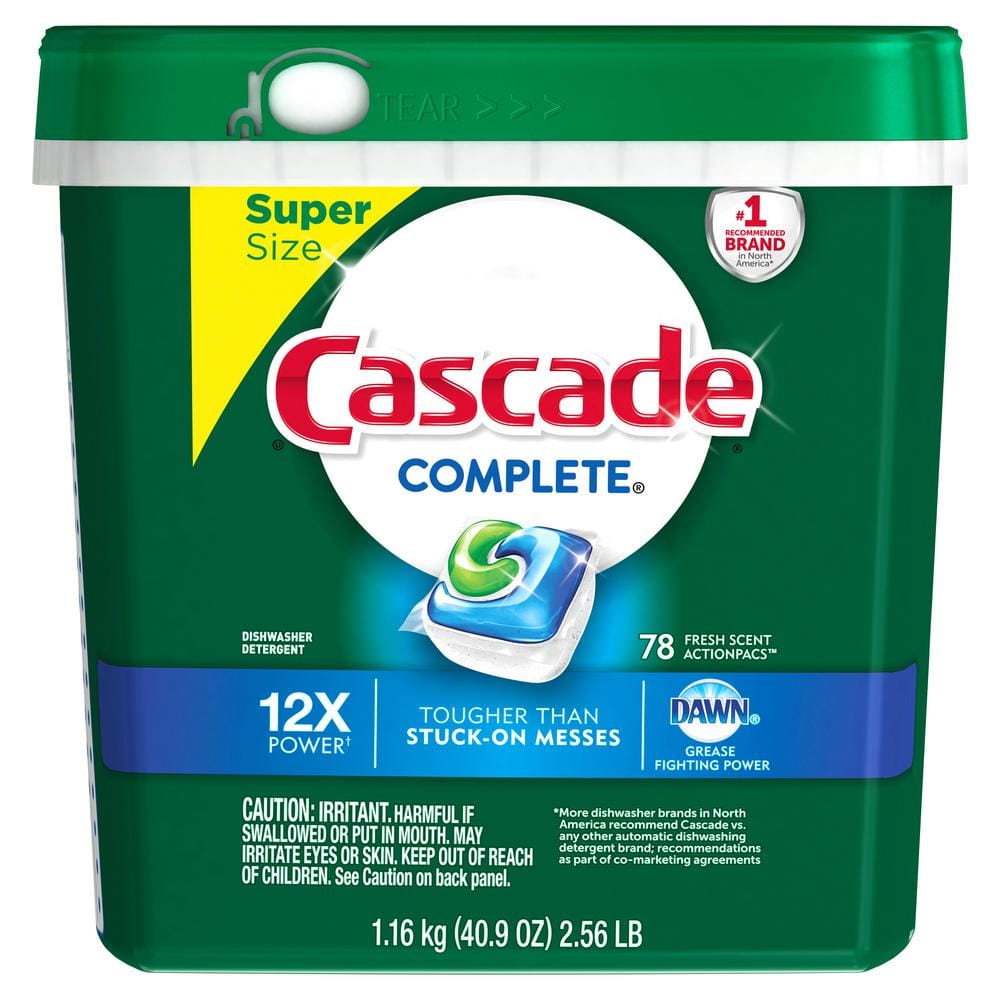 Cascade Complete Action Pacs, Dishwasher Detergent Pods, Fresh, 18 Count