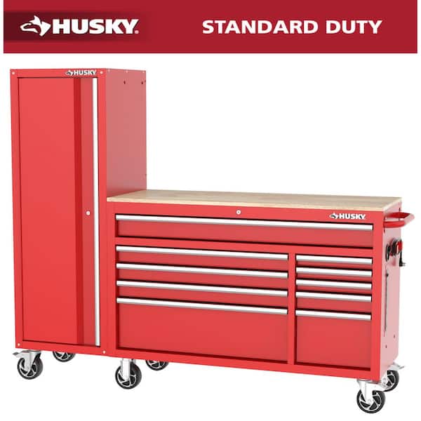Modular Tool Storage 72 in. W Standard Duty Red Mobile Workbench Cabinet with 20 in. Side Locker