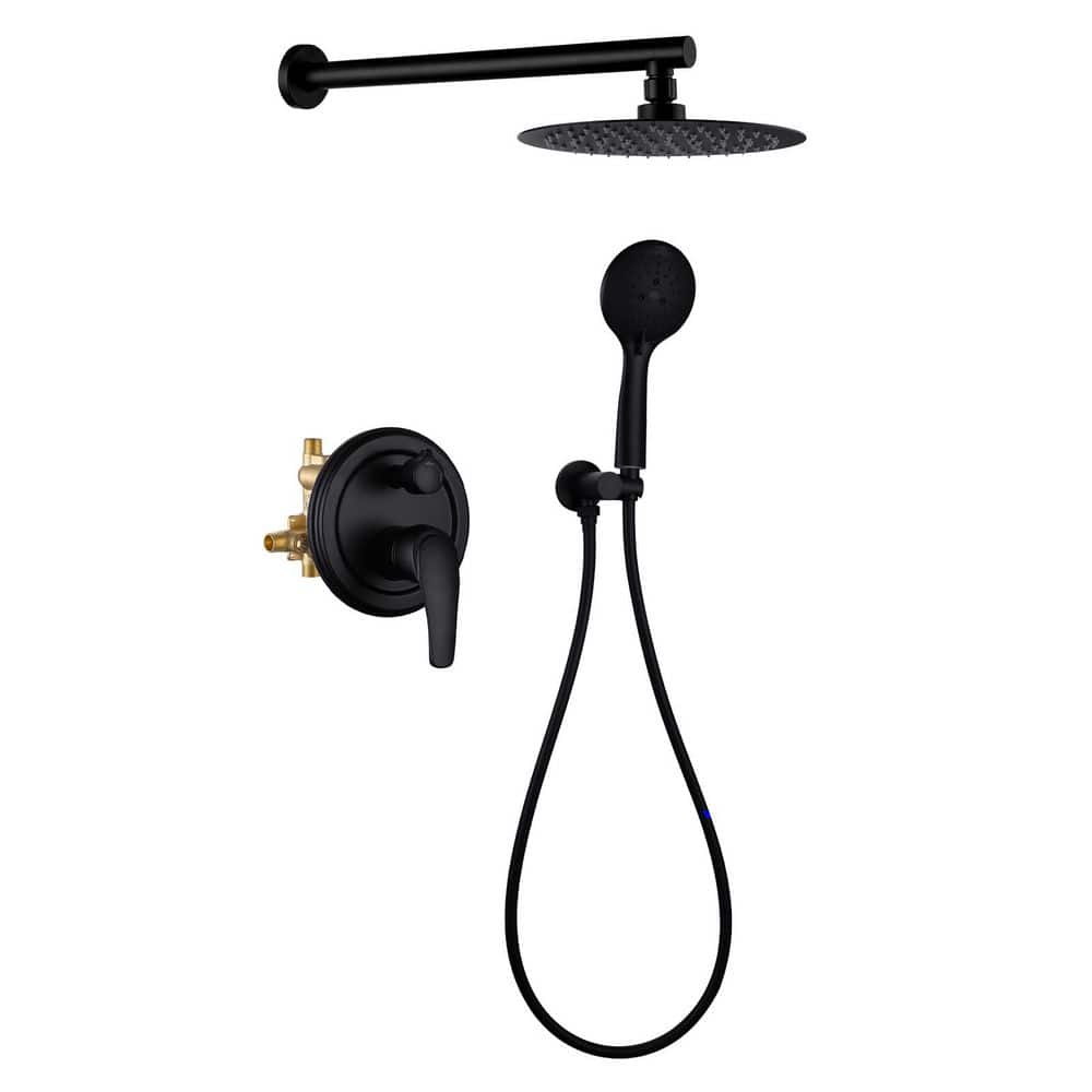 Rainfull 5-Spray with Valve 1.8 GPM 12 in. Handheld Shower Faucet Adjustable Heads Dual Shower Heads in Black price history on PriceWatchPro