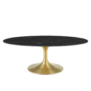 Lippa 48 in. Oval Black Artificial Marble Coffee Table