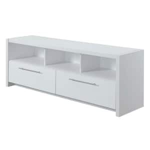 Newport 16 in. White Wood TV Stand Fits TVs Up to 65 in. with Storage Doors