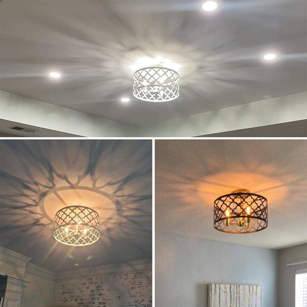 Sutton 16" Modern Drum Ceiling Light in Black & Warm Brass