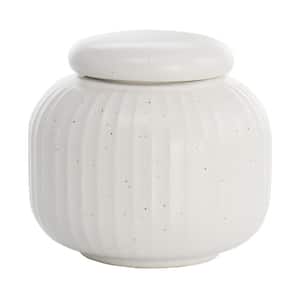 Mio 4 in. 12 fl.oz Sea Salt White Round Stoneware Sugar Serving Bowl with Lid