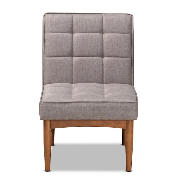 Baxton Studio Sanford Grey and Walnut Brown Dining Chair