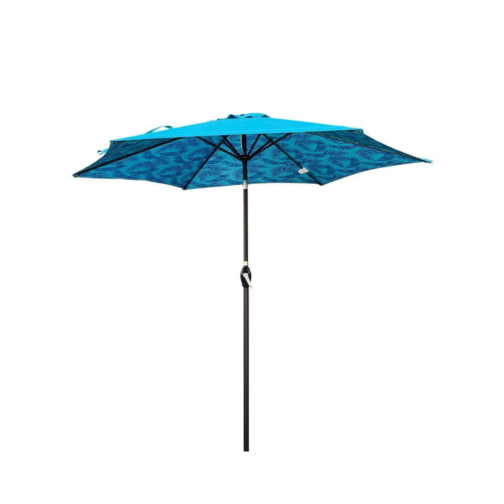 Eron 9 ft. Round Metal Outdoor Patio Umbrella in Pattern and Cyan, Weather Resistant price history on PriceWatchPro