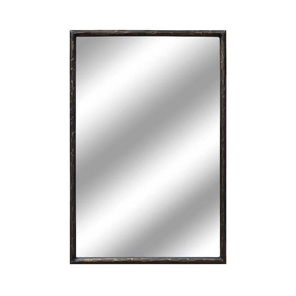 Antique Black 24 in. W x 36 in. H Vintage Rectangle Metal Framed Mirror
