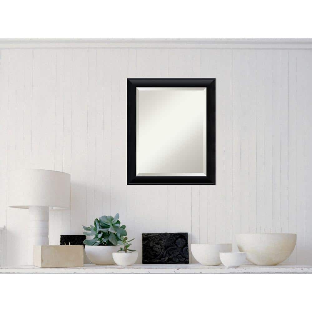 Medium Rectangle Satin Black Contemporary Mirror (23.38 in. H x 19.38 in. W