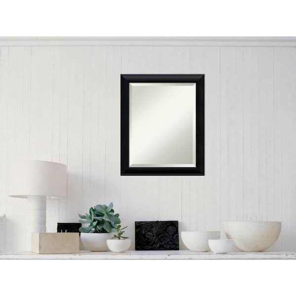 Amanti Art Medium Rectangle Satin Black Contemporary Mirror (23.38 in. H x 19.38 in. W)
