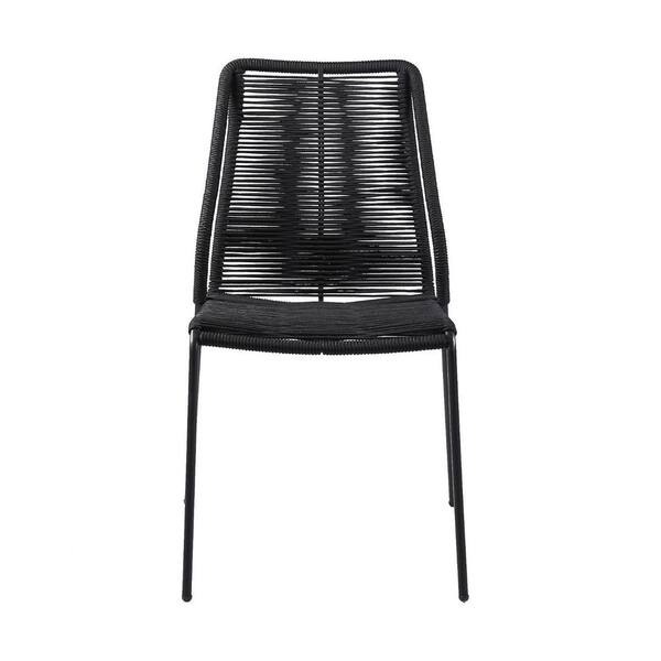 Black Steel Armless Dining Chair Without Cushion