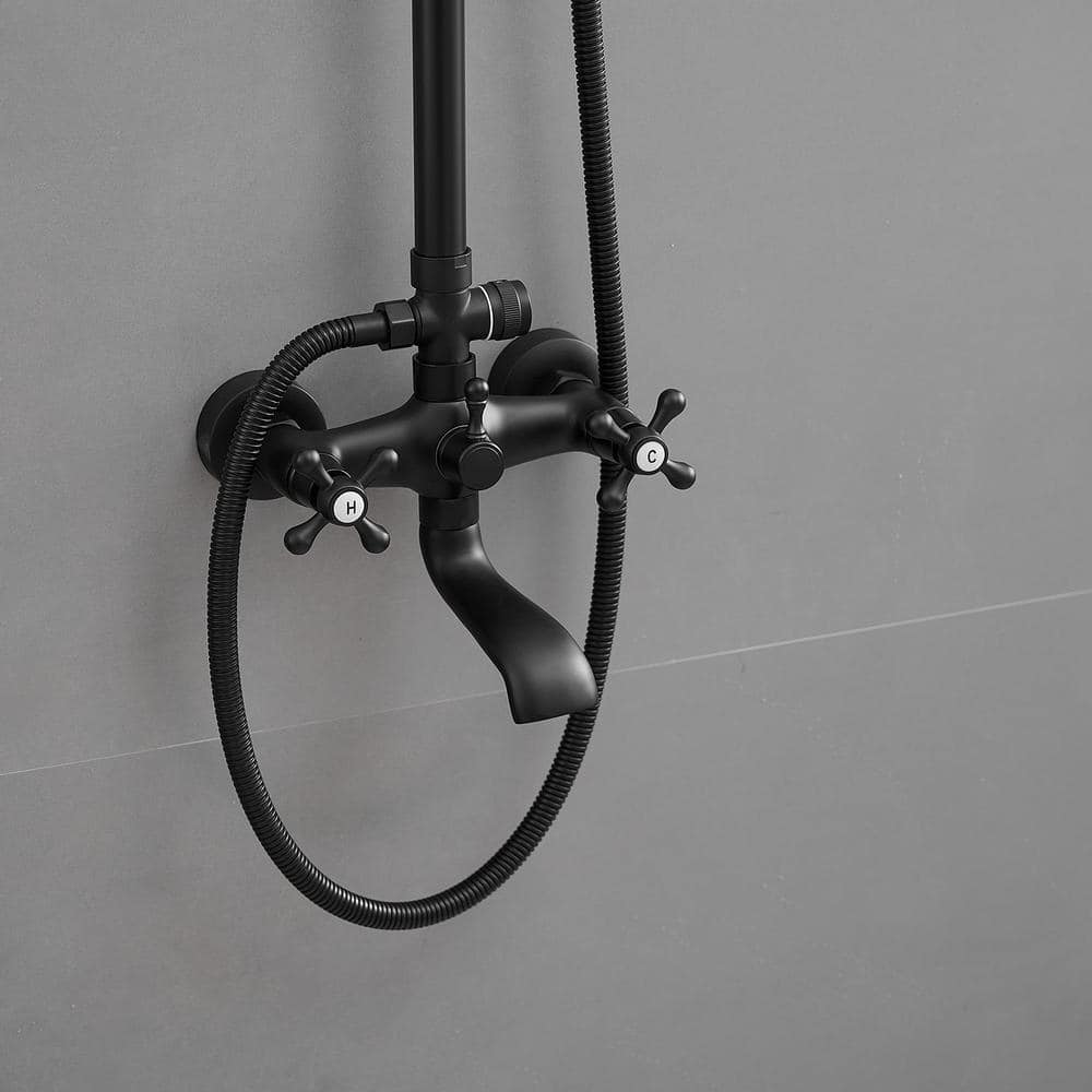 Matte Black Adjustable Height Dual Shower Head System