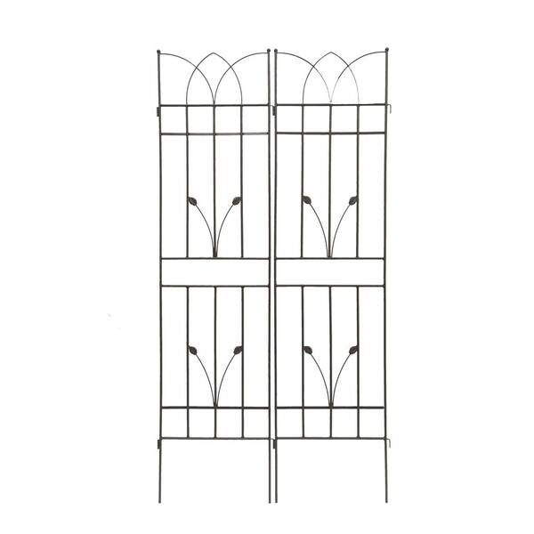 71 in. Brown Metal Garden Trellis Rustproof Trellis Outdoor Flower Support (2-Pack)