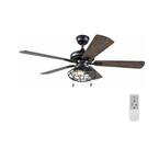 Ellard 52 in. LED Matte Black Ceiling Fan with Light Kit and WiFi Remote Control works with Google and Alexa