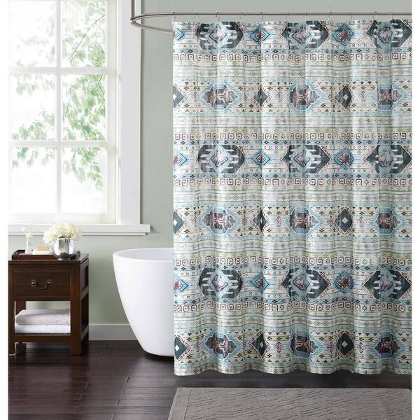 Style 212 Simone Tribal 72 in. Neutral Shower Curtain