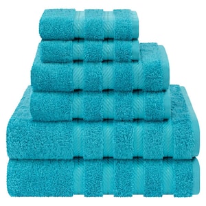 StyleWell Turkish Cotton White and Lake Blue Stripe 6-Piece Fringe Bath Towel  Set E7245 - The Home Depot
