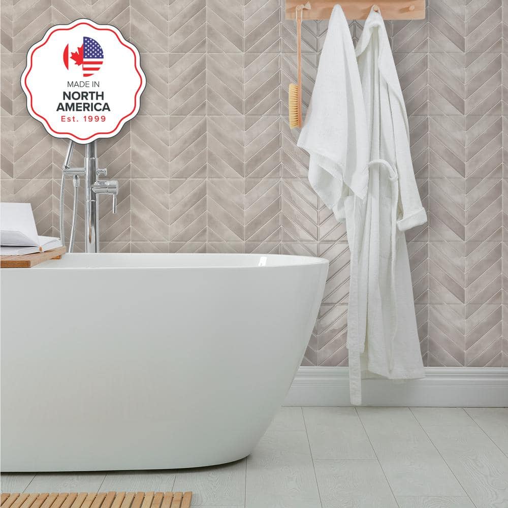 Pink Matte Chevron Peel and Stick Backsplash Tile Set