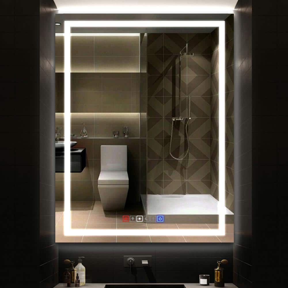 24" x 36" Frameless LED Lighted Rectangular Bathroom Mirror