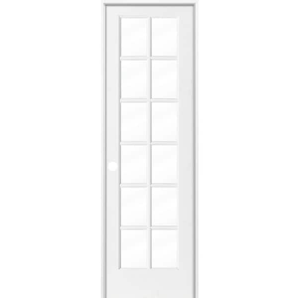 Krosswood Doors 28 in. x 96 in. 12-Lite Clear Solid Hybrid Core Composite MDF Primed Right-Hand Single Prehung Interior Door