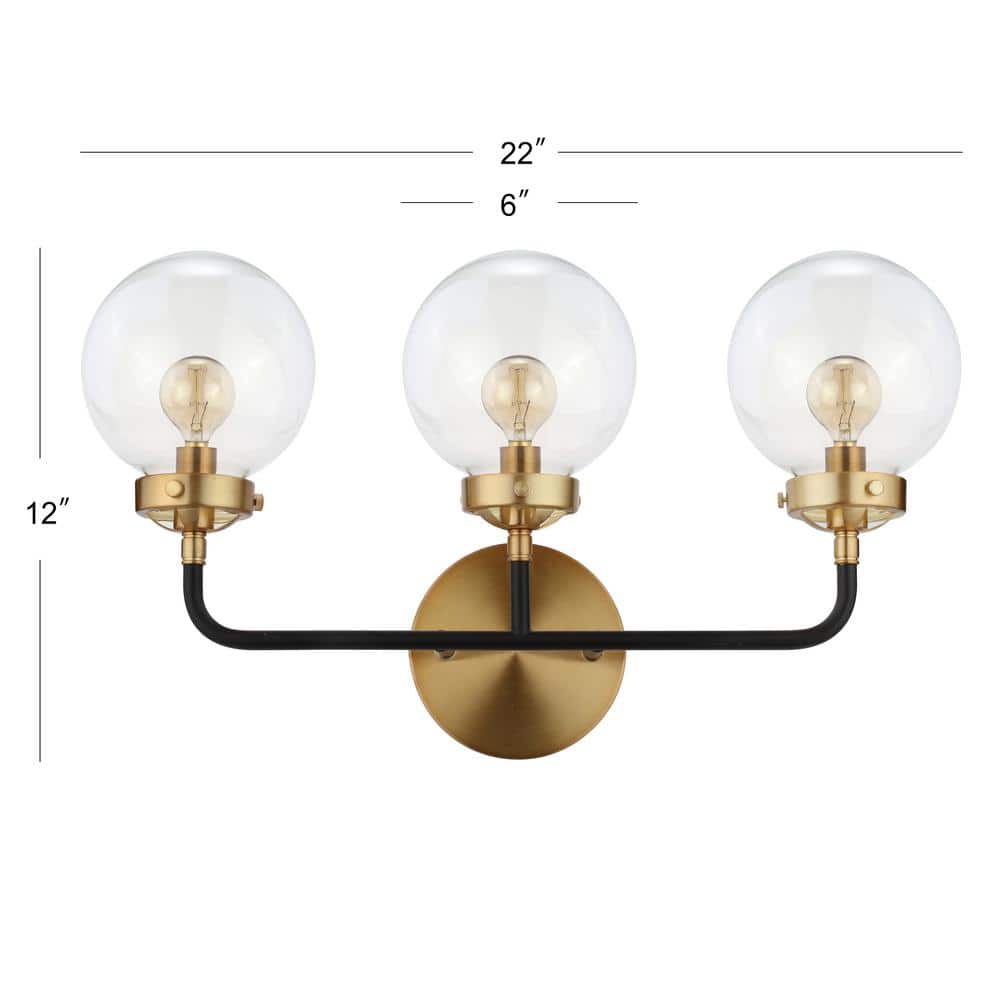 Caleb 3-Light 22" Antique Black & Brass Vanity Wall Sconce