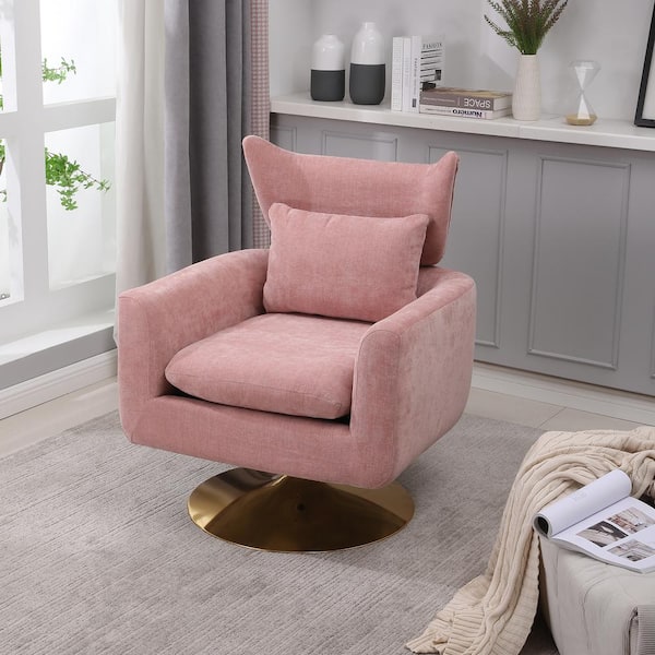 Pink Classic Mid-Century 360° Swivel Accent Chair C-W1361104581 