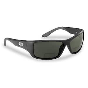 Triton Polarized Sunglasses in Black Frame with Smoke Lens Bifocal Reader 250