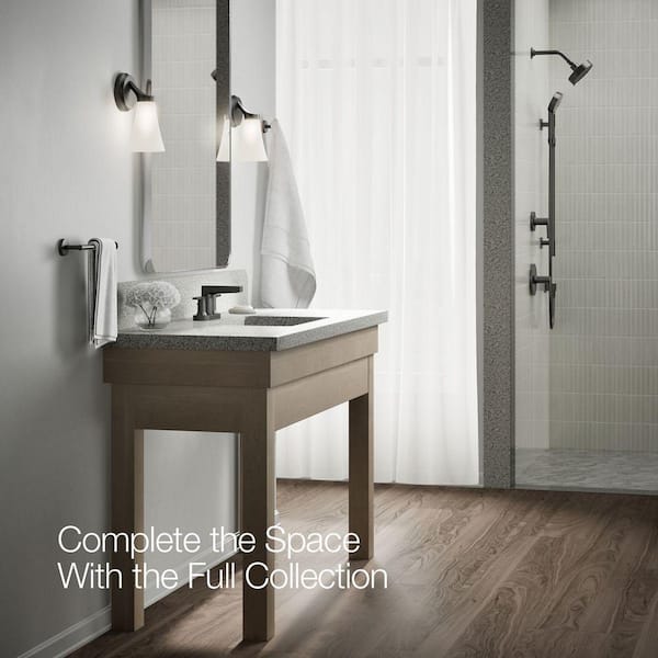 KOHLER Taut 4 in. Centerset Double Handle Bathroom Sink Faucet in Matte Black