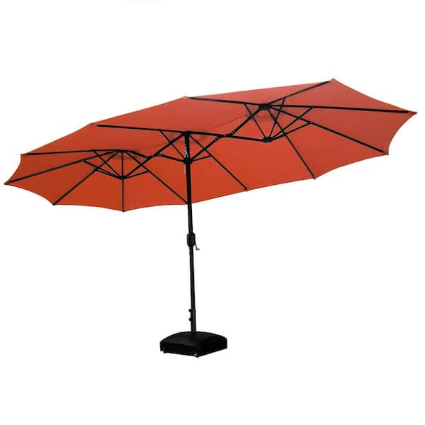 15 ft. Market Patio Umbrella 2-Side in Orange with Mobile Base